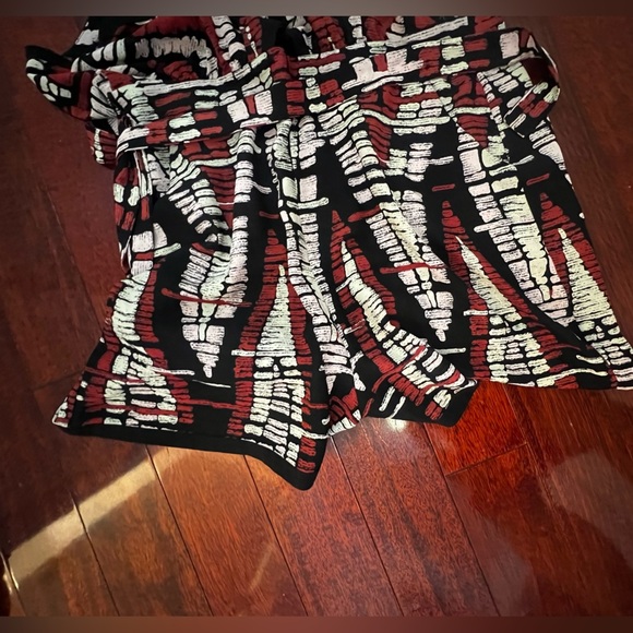 BCBGMaxAzria Asymmetrical Dress in Black, Red, and Cream - Picture 5 of 9